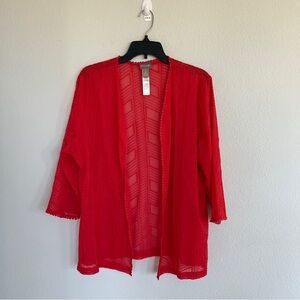 Chico’s Red Open Front Cardigan Size Large